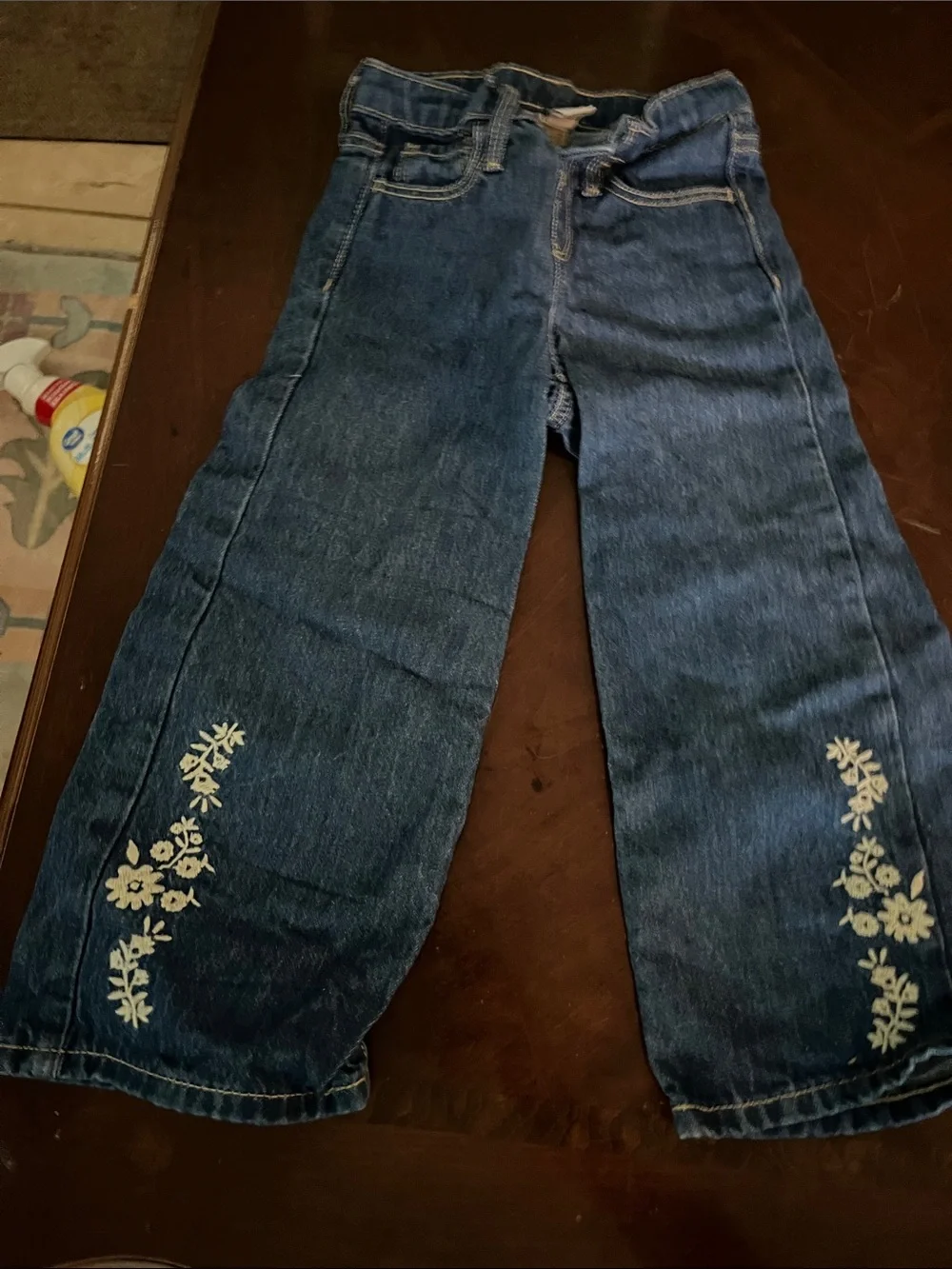 Kids Dark Blue Embroidered Flare Jeans